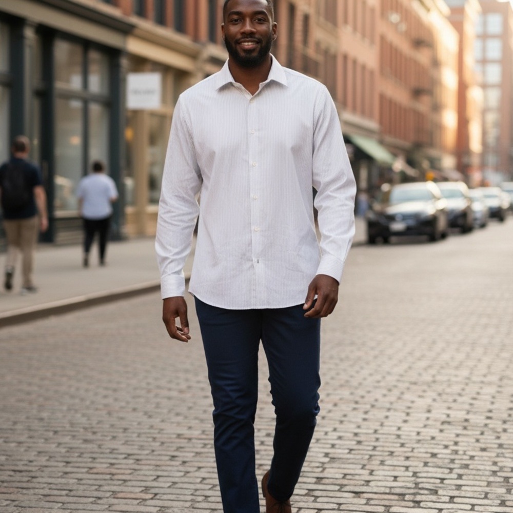 Kenneth Cole Classic‎ White Men's Casual Shirt